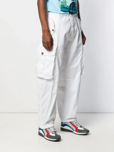 Shop Dsquared2 Combat Cargo Trousers In 100 White