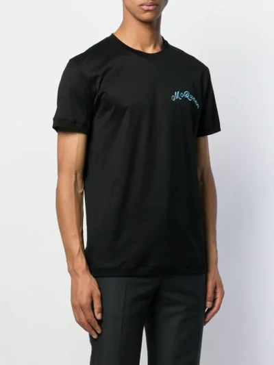 Shop Alexander Mcqueen Embroidered Logo T-shirt In Black