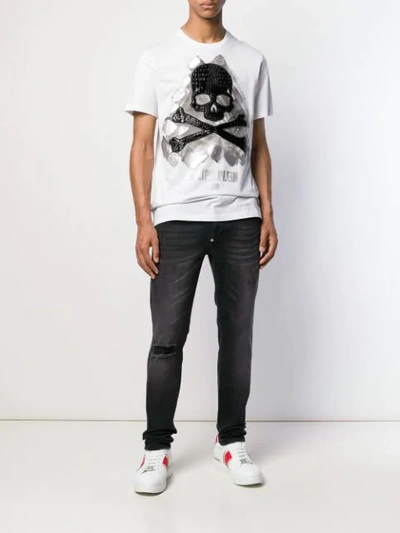 Shop Philipp Plein Skull Patch T-shirt In White