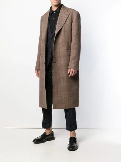 Shop Alexander Mcqueen Plaid Single-breasted Coat In Brown