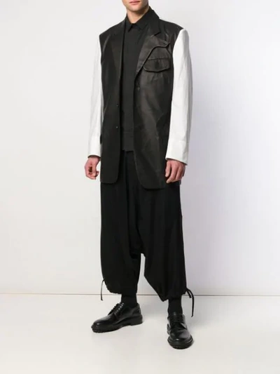 Shop Yohji Yamamoto Contrasting Panels Blazer In Black
