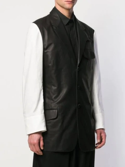 Shop Yohji Yamamoto Contrasting Panels Blazer In Black