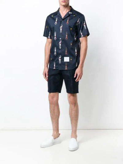 Shop Thom Browne Swimmer Print Shirt In Blue