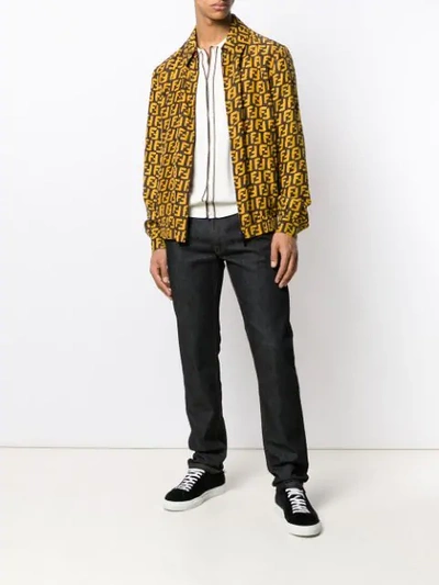 Shop Fendi Ff Print Reversible Jacket In Brown