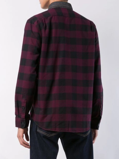 Shop Michael Bastian Contrasting Collar Check Shirt - Red