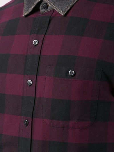 Shop Michael Bastian Contrasting Collar Check Shirt - Red