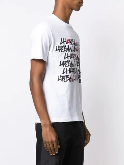 Shop Les Hommes Urban Print T-shirt In White