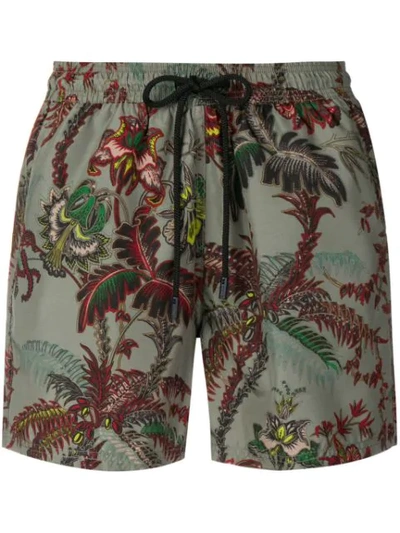 Shop Etro Floral Print Swimming Shorts In Green