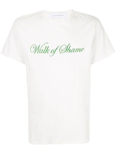 Shop Walk Of Shame Logo Embroidered Crew Neck T-shirt - White