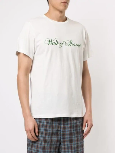 Shop Walk Of Shame Logo Embroidered Crew Neck T-shirt - White