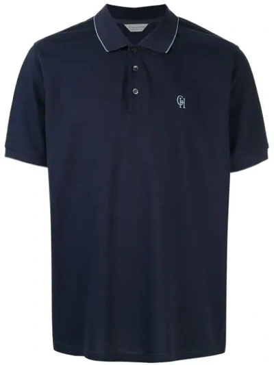 Shop Gieves & Hawkes Logo Embroidered Polo Shirt In Blue