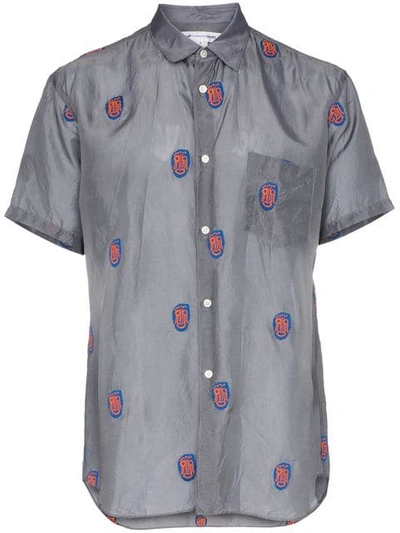 Comme Des Garçons Homme Deux Comme Des Garçons Shirt Mask Embroidered Short-sleeved Shirt In Grey