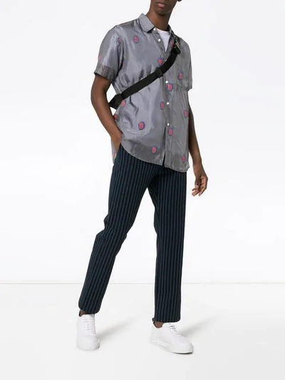 Comme Des Garçons Homme Deux Comme Des Garçons Shirt Mask Embroidered Short-sleeved Shirt In Grey