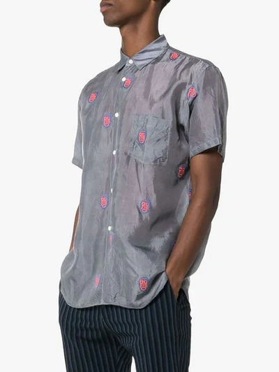 Comme Des Garçons Homme Deux Comme Des Garçons Shirt Mask Embroidered Short-sleeved Shirt In Grey