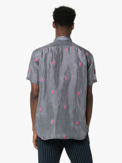 Comme Des Garçons Homme Deux Comme Des Garçons Shirt Mask Embroidered Short-sleeved Shirt In Grey