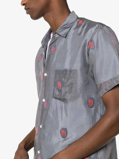 Comme Des Garçons Homme Deux Comme Des Garçons Shirt Mask Embroidered Short-sleeved Shirt In Grey