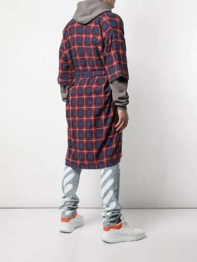 Shop Fear Of God Checked Belted Coat In Red