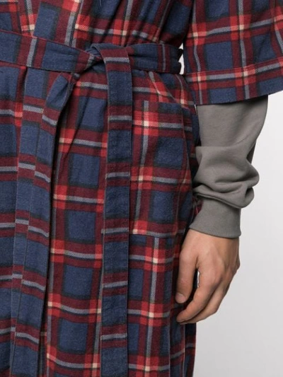 Shop Fear Of God Checked Belted Coat In Red