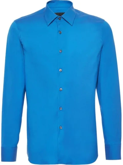 Shop Prada Slim-fit Stretch Shirt In Blue