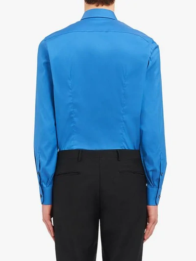 Shop Prada Slim-fit Stretch Shirt In Blue