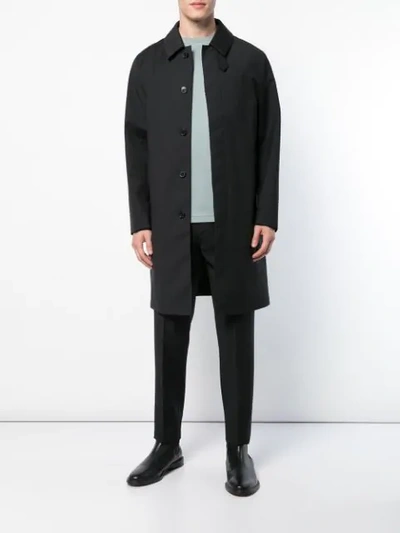 Shop Mackintosh Single Breasted Coat In Black