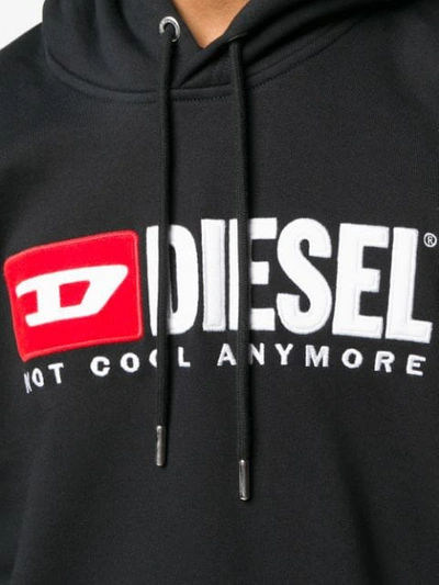 Shop Diesel Front Logo Hoodie In Black