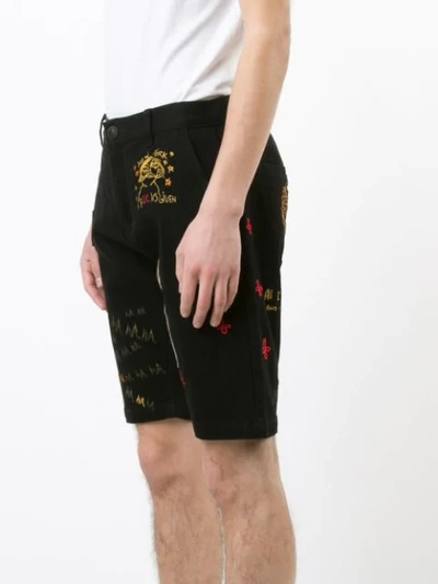 Shop Haculla Multi Patch Denim Shorts In Black