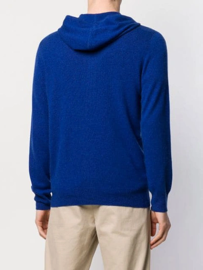 Shop N•peal Hooded Zipped Cardigan In Blue