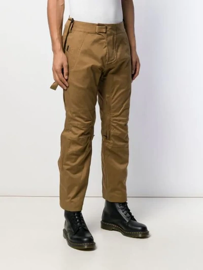 Shop Dsquared2 Zip Detail Cargo Trousers With Suspenders In Neutrals