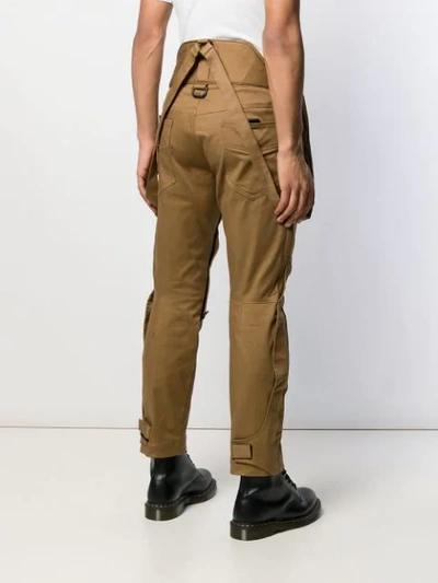 Shop Dsquared2 Zip Detail Cargo Trousers With Suspenders In Neutrals