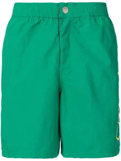 Shop Kenzo Buttoned Swim Shorts In Green