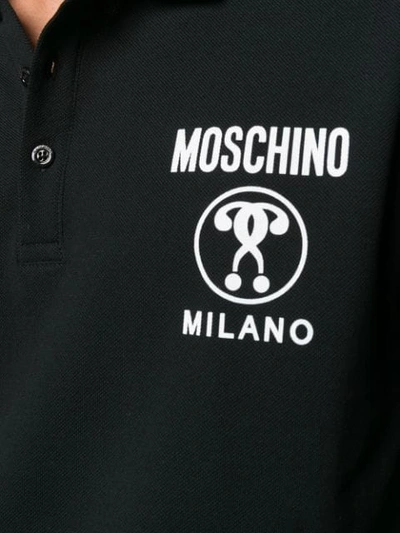 Shop Moschino Front Logo Polo Shirt In 1555 Black