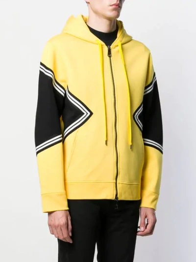 Shop Neil Barrett Panelled Zipped Hoodie In Yellow