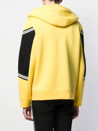 Shop Neil Barrett Panelled Zipped Hoodie In Yellow