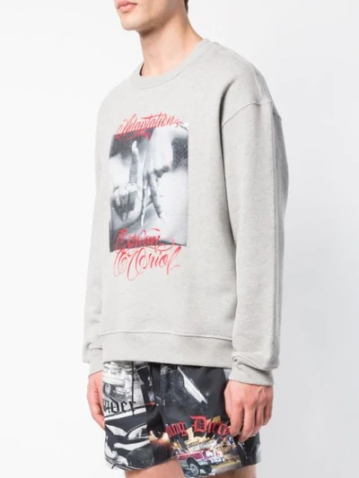 Shop Adaptation Crew Neck Printed Sweatshirt In Grey