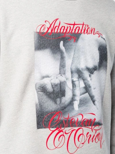 Shop Adaptation Crew Neck Printed Sweatshirt In Grey