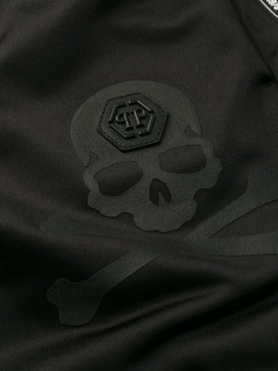 Shop Philipp Plein Skull Print Track Shorts In Black