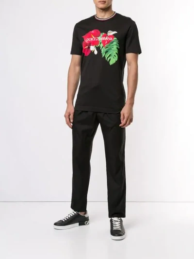 Shop Dolce & Gabbana Anthurium Print T-shirt In Black