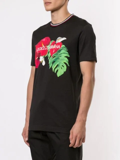 Shop Dolce & Gabbana Anthurium Print T-shirt In Black