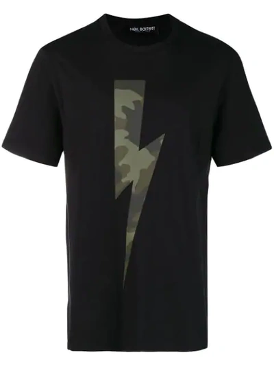Shop Neil Barrett Camouflage Lightning Bolt T-shirt - Black