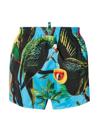 Shop Dsquared2 Jungle Print Swim Shorts In Blue