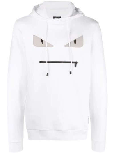 Shop Fendi Embellished Bag Bugs Hoodie In White