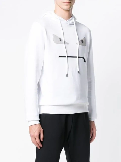 Shop Fendi Embellished Bag Bugs Hoodie In White