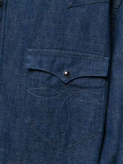 Shop Bagutta Chest Pocket Denim Shirt In Blue