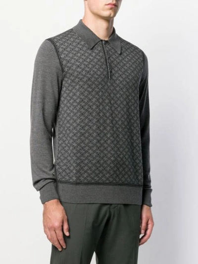 Shop Brioni Embroidered Polo Shirt In Grey