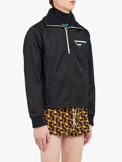 Shop Prada Gabardine Wind Breaker Jacket In Black