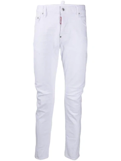 Shop Dsquared2 Tapered Panelled Jeans In White