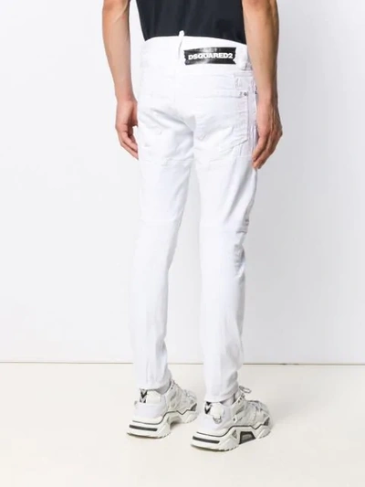 Shop Dsquared2 Tapered Panelled Jeans In White