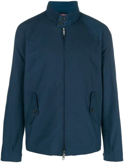 Shop Engineered Garments Mock Neck Zip Front Jacket In Blue