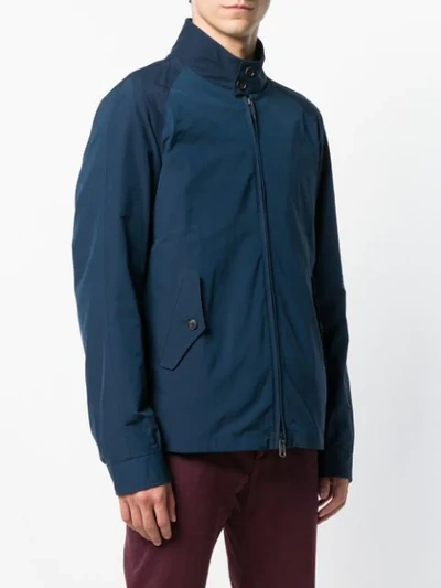 Shop Engineered Garments Mock Neck Zip Front Jacket In Blue